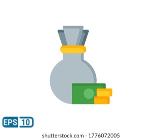 flat style icon of money bag. vector illustration for graphic designer, website, UI isolated on white background. Editable color. EPS 10