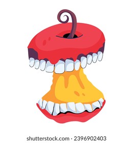 Un icono de estilo plano de manzana monstruo 
