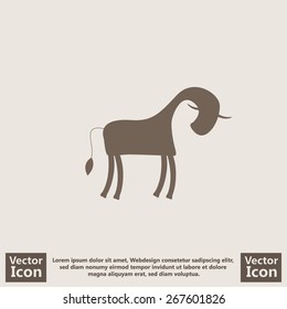 Flat style icon with mural drawing of a cow