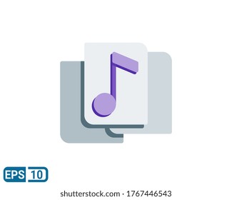 icono de estilo plano de nota musical. ilustración vectorial para gráfico, sitio web, interfaz de usuario aislada en fondo blanco. EPS 10