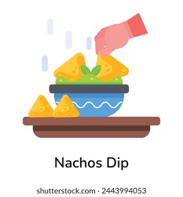 A flat style icon of nachos dip 