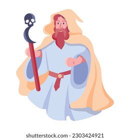 Aquí hay un ícono de estilo plano de un nigromante