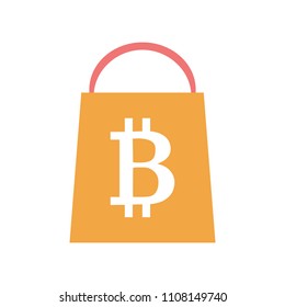 Flat style icon with online bitcoin shopping