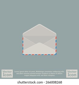 Flat style icon with open envelope symbol 