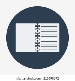 Flat style icon, open notebook vector illustration. Easy paste to any background.