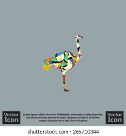 Flat style icon with ostrich symbol