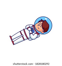 Flat style icon with outline of astronaut. Vector illustration of space man good for mascot, character, web design