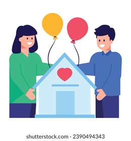 A flat style icon of parents is easy to use and download 