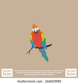 Flat style icon with parrot symbol