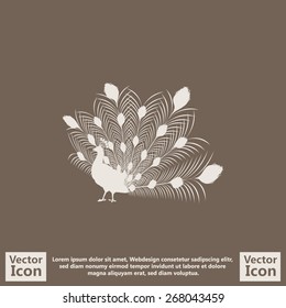 Flat style icon with peacock symbol