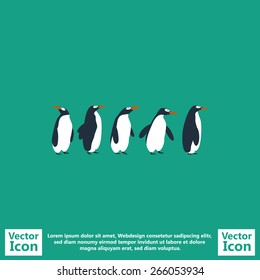 Flat style icon with penguins colony symbol 