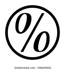 Flat style icon, percent symbol vector illustration. Education, finance, sales. Easy paste to any background.