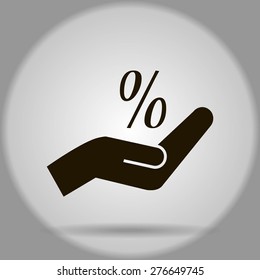 Flat style icon, percent symbol vector illustration. Education, finance, sales. 