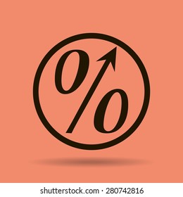 Flat style icon, percent symbol vector illustration. Education, finance, sales. 