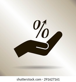 Flat style icon, percent symbol vector illustration. Education, finance, sales