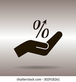 Flat style icon, percent symbol vector illustration. Education, finance, sales