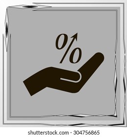 Flat style icon, percent symbol vector illustration. Education, finance, sales