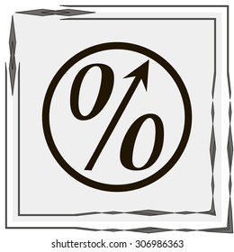 Flat style icon, percent symbol vector illustration. Education, finance, sales