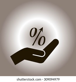 Flat style icon, percent symbol vector illustration. Education, finance, sales