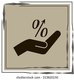 Flat style icon, percent symbol vector illustration. Education, finance, sales