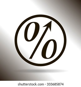 Flat style icon, percent symbol vector illustration. Education, finance, sales