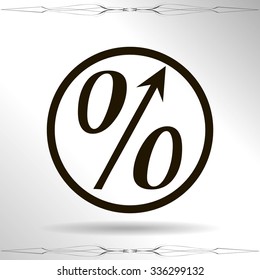 Flat style icon, percent symbol vector illustration. Education, finance, sales