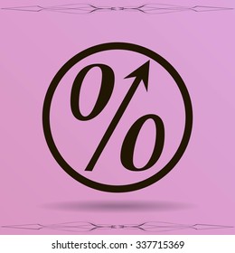 Flat style icon, percent symbol vector illustration. Education, finance, sales