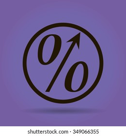 Flat style icon, percent symbol vector illustration. Education, finance, sales