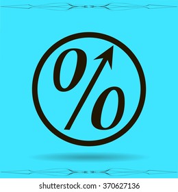 Flat style icon, percent symbol vector illustration. Education, finance, sales