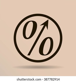 Flat style icon, percent symbol vector illustration. Education, finance, sales