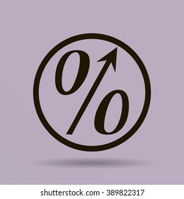 Flat style icon, percent symbol vector illustration. Education, finance, sales