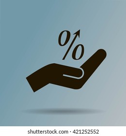 Flat style icon, percent symbol vector illustration. Education, finance, sales 