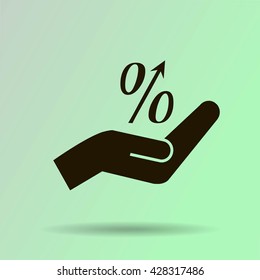 Flat style icon, percent symbol vector illustration. Education, finance, sales 