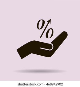 Flat style icon, percent symbol vector illustration. Education, finance, sales 