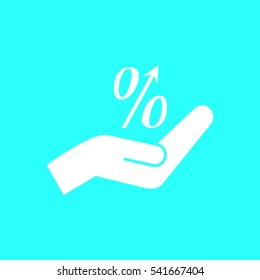 Flat style icon, percent symbol vector illustration. Education, finance, sales 