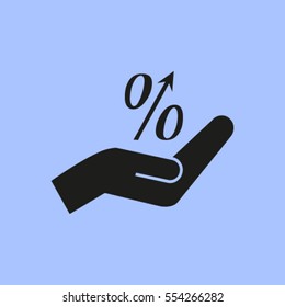 Flat style icon, percent symbol vector illustration. Education, finance, sales 