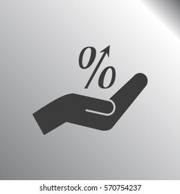 Flat style icon, percent symbol vector illustration. Education, finance, sales 