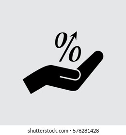 Flat style icon, percent symbol vector illustration. Education, finance, sales 