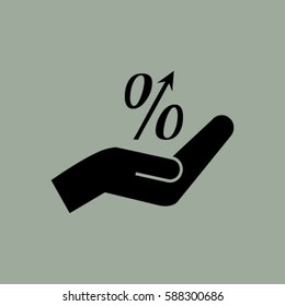 Flat style icon, percent symbol vector illustration. Education, finance, sales 