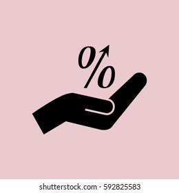 Flat style icon, percent symbol vector illustration. Education, finance, sales 