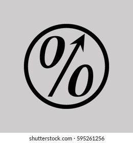 Flat style icon, percent symbol vector illustration. Education, finance, sales