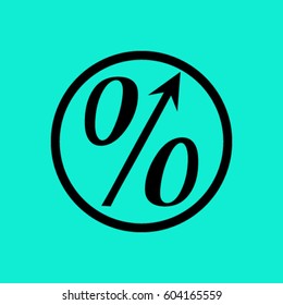 Flat style icon, percent symbol vector illustration. Education, finance, sales