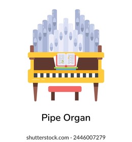 A flat style icon of pipe organ music 
