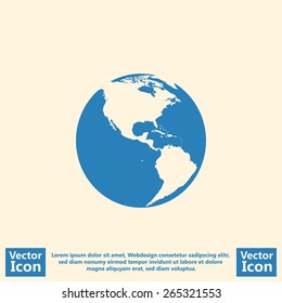 Flat style  icon with planet Earth  symbol