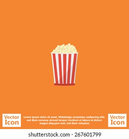 Flat style icon with pop corn symbol