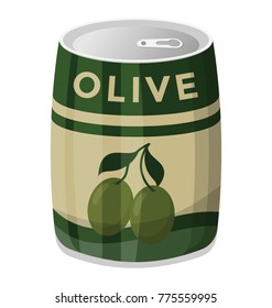 
A flat style icon of preserved olives tin
