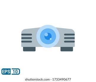 Symbol im flachen Stil des Projektors. Vektor-Illustration für Grafik-Design, Website, Benutzeroberfläche isoliert auf weißem Hintergrund. EPS 10