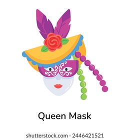 A flat style icon of queen mask 