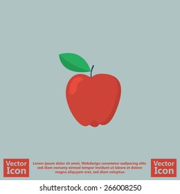 Flat style icon with red apple symbol