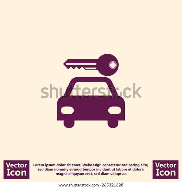 Flat style  icon with\
rent a car symbol